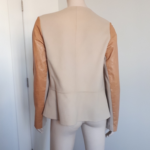 VINCE | Wool Jacket with Leather Sleeves - Picture 3 of 16